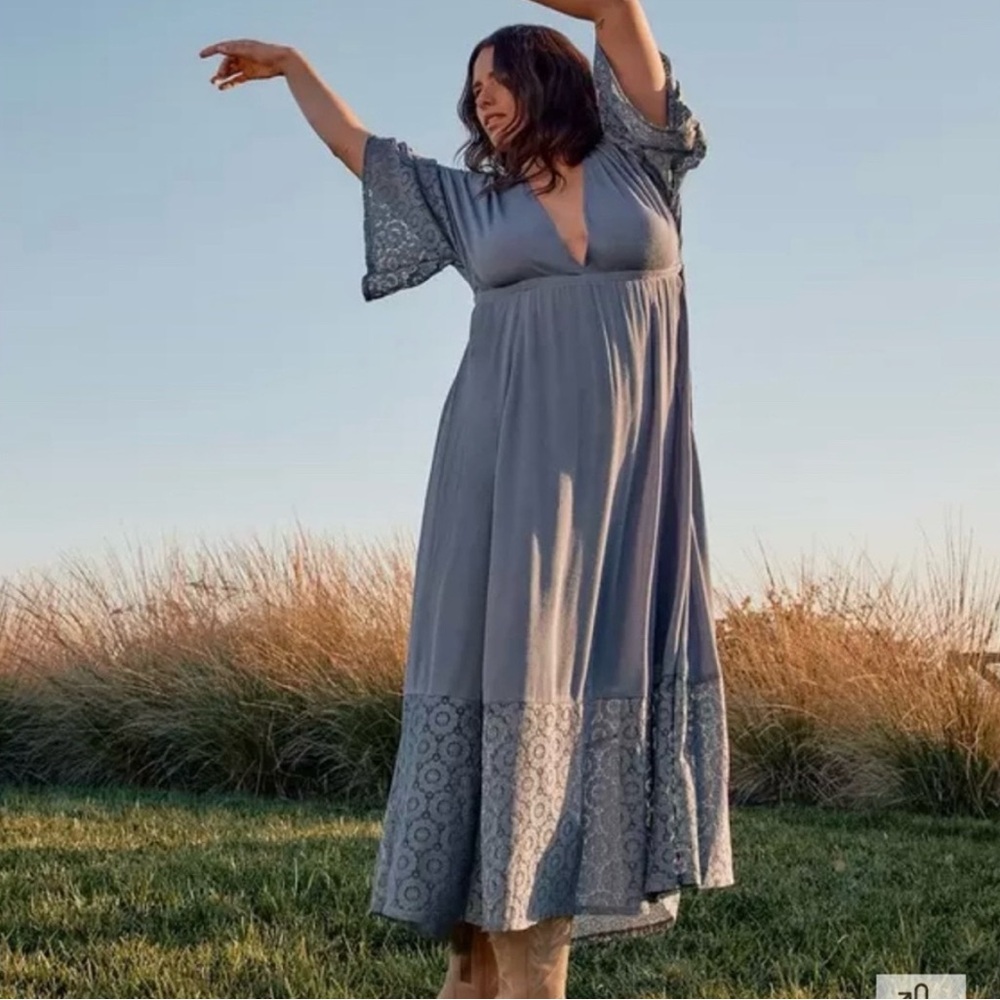 Festi lace trim maxi dress Ceramic Blue